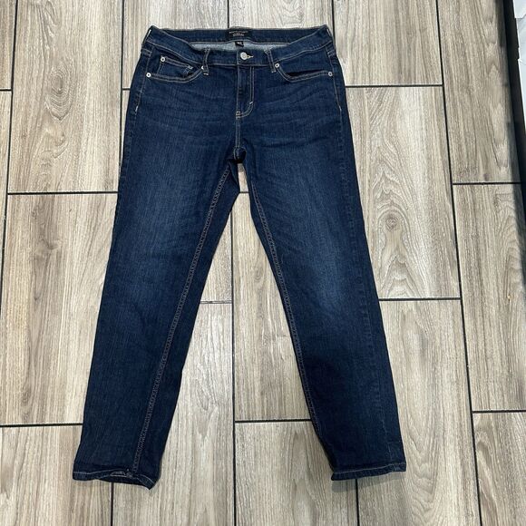 Banana Republic Womens Jeans 28/6 Girlfriend Dark Wash Straight Leg Mid Rise - Picture 1 of 11